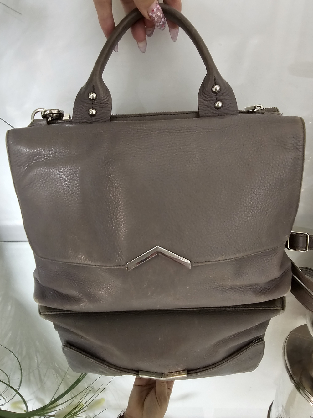 Poppy Barley Taupe Leather Top-Handle Men’s Briefcase